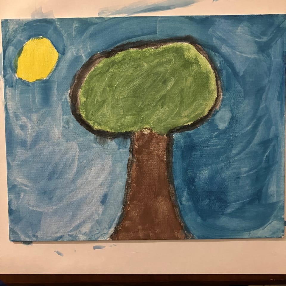 A watercolor painting of a tree